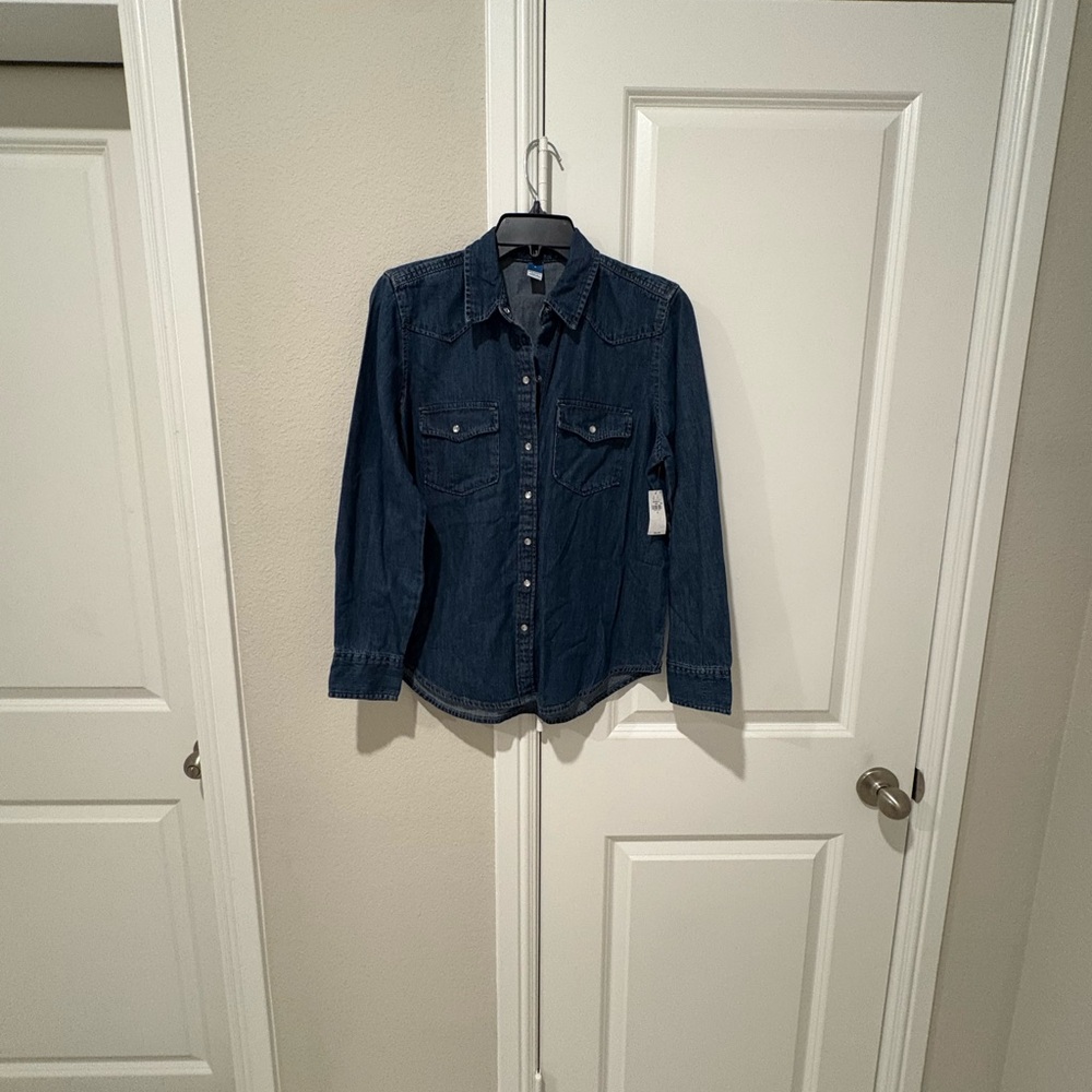 NWT Old Navy Western Inspired Dark Denim Button-Up Shirt